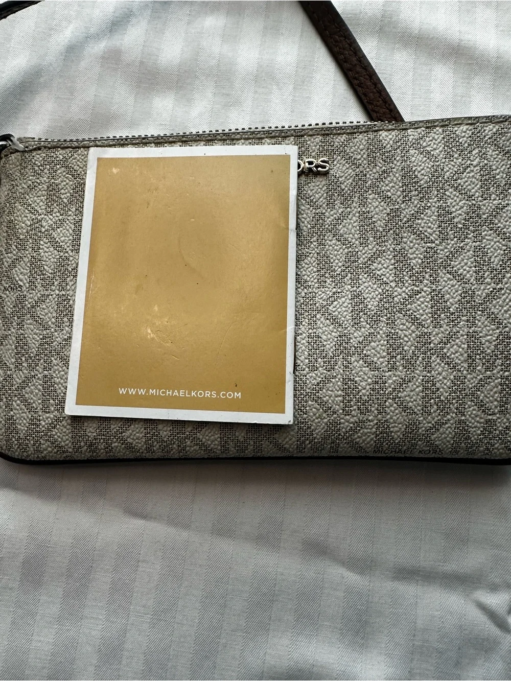 Michael Kors Jet Set Travel Double Zip Wristlet in Signature Vanilla